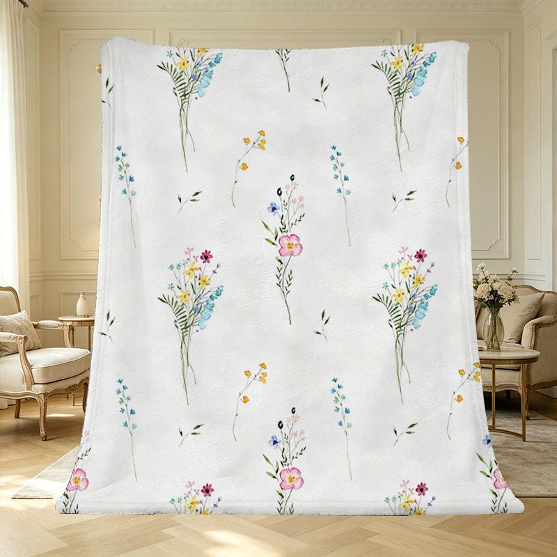 Thick Floral Flannel Throw Blanket Warm & Soft, Cozy for Home & Guest Room Spare, Perfect for Halloween & Christmas, Single Size for Relax
