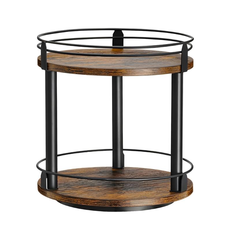 Traditional Design Revolving Condiment Holder Made Of Solid Wood For Easy Access To Seasonings And Bottles 1