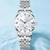 Waterproof quartz watch with stainless steel strap and date display women's (white)