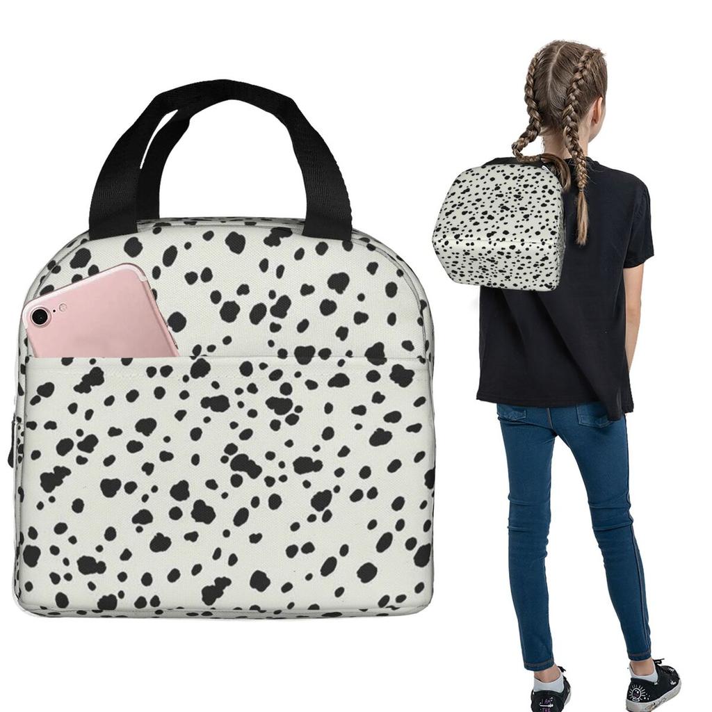Dalmatian Dog Texture Insulated Lunch Bag for Women Kids Portable Food Boxes Thermal Lunch Box Tote
