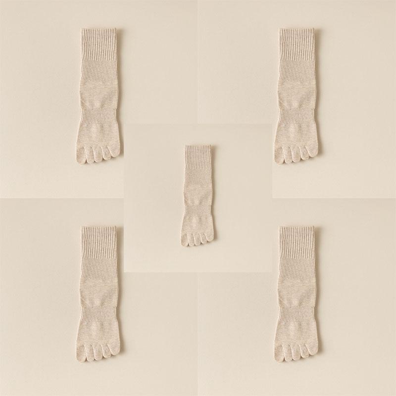 5 Perechi Șosete Femei Cinci Degete Bumbac Pur Culoare Solidă Dama Degete Separate Șosete Sport 2025 Primăvară Toamnă Șosete Degete