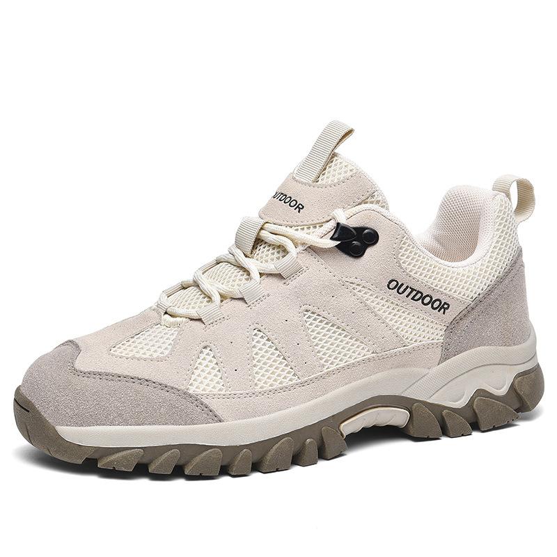 Mesh breathable outdoor mountaineering sneakers large size cowhide velvet mesh shoes men's and women's wear-resistant fashion running shoes