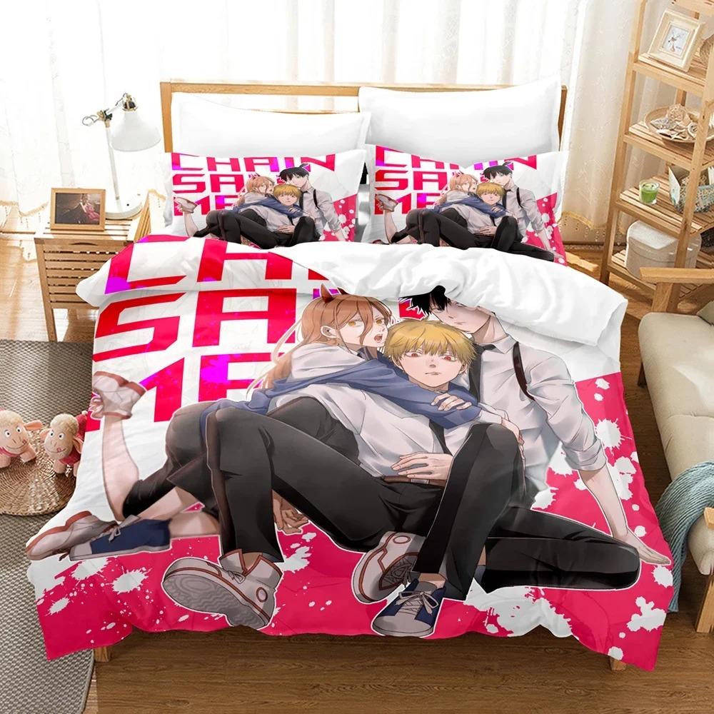 3D Print Anime Chainsaw Man Bedding Sets Duvet Cover Set With Pillowcase Twin Full Queen King Bedclothes Bed Linen Home Textiles