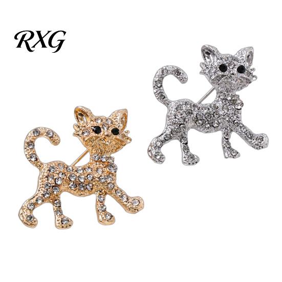 Kitten Lapel Pin Rhinestone Cat Shape Brooch Pin, Clip for Animal Accessory Women Girls, Sweater Cardigan Coat Suit Decoration Jewelry Accessories