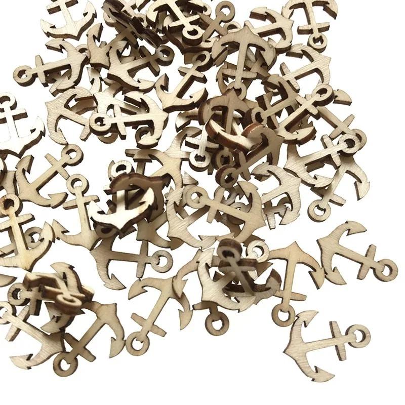 100 Stück 20mm Holzanker-Ruderform Dekoration zum Bemalen Unfertige Kleine Holzanker-Ruder-Ausschnitte für Kunst-DIY-Bastelarbeiten