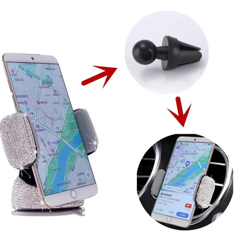 Elegant Rhinestone Car Phone Holder Universal Rotatable Secure Perfect for Easy Navigation and Style Interior Woman Accessories