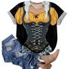 Women's Casual Pullover T-Shirt Oktoberfest Print Short Sleeve Crew Neck Top Lightweight Summer Tee