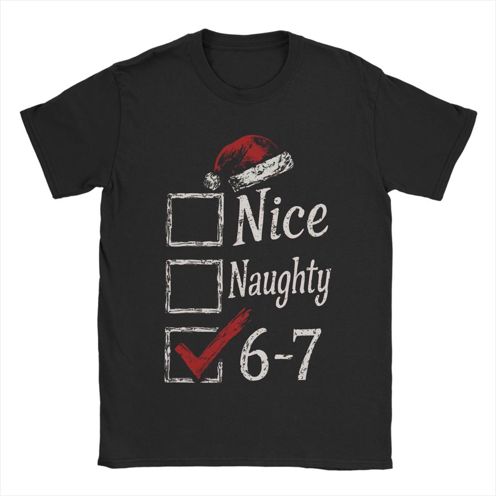 Men Women Graphic Printing Santa 67 Christmas 6 7 Meme Gen Alpha Meme Six Seven T Shirt Tee 100% Cotton T-shirts Clothing