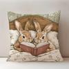 Easter Spring and Summer Retro Cartoon Cute Rabbit Singlesided Printed Pillowcase Gift for Friends Holiday Decoration