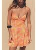 2025 European & American V-Neck Silk Print Sundress