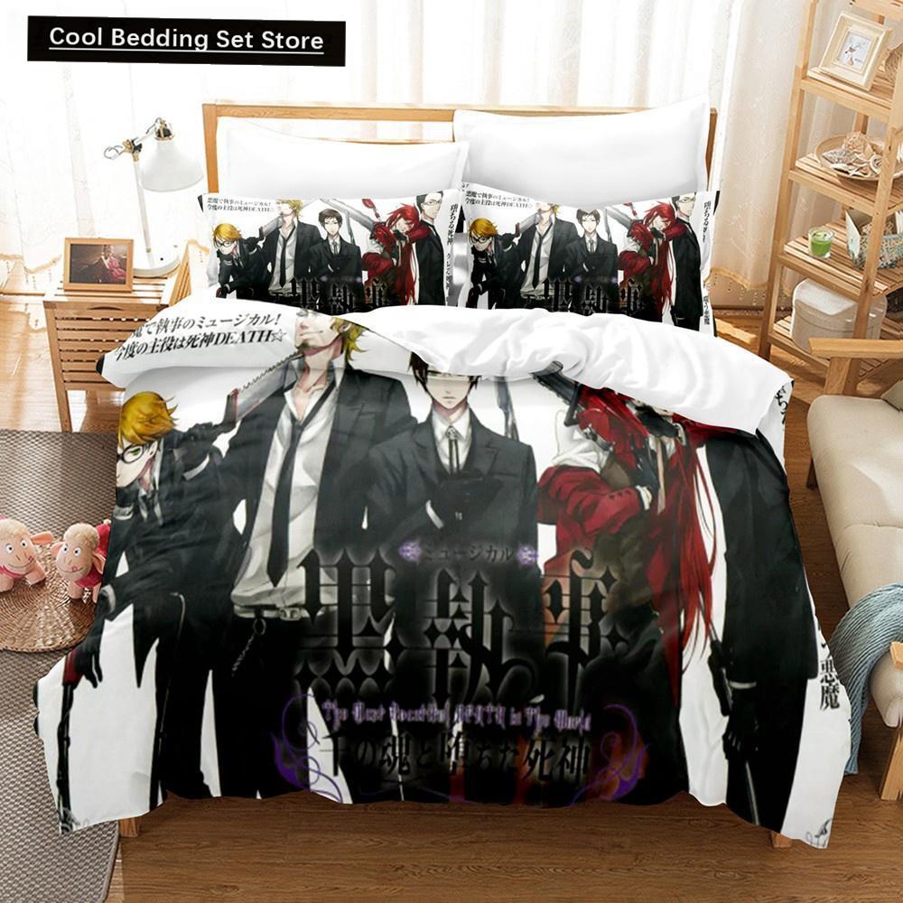 Nou Anime Black Butler Lenjerie de pat Cool Sebastian Ciel Dakimakura Set lenjerie de pat Adult Husă de pat dublu Husă de pat din microfibră