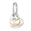 WOSTU Real 925 Silver Pink Heart Charms Clips Spacer Bead Opal Pendant Fit Bracelet Jewelry Make DIY Valentine Gift For Lover