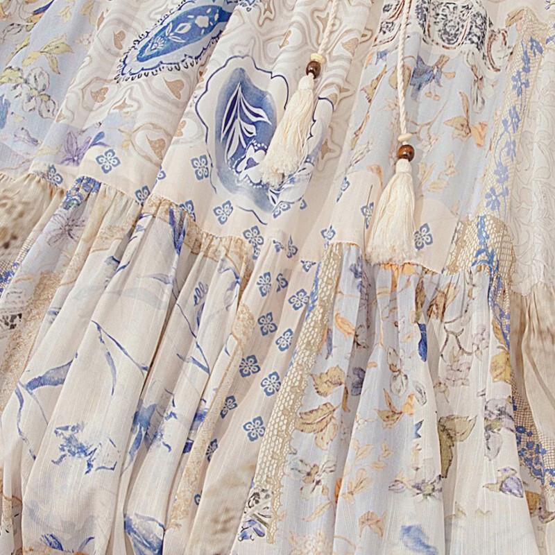 Women's Retro High-Waist Floral Maxi Skirt