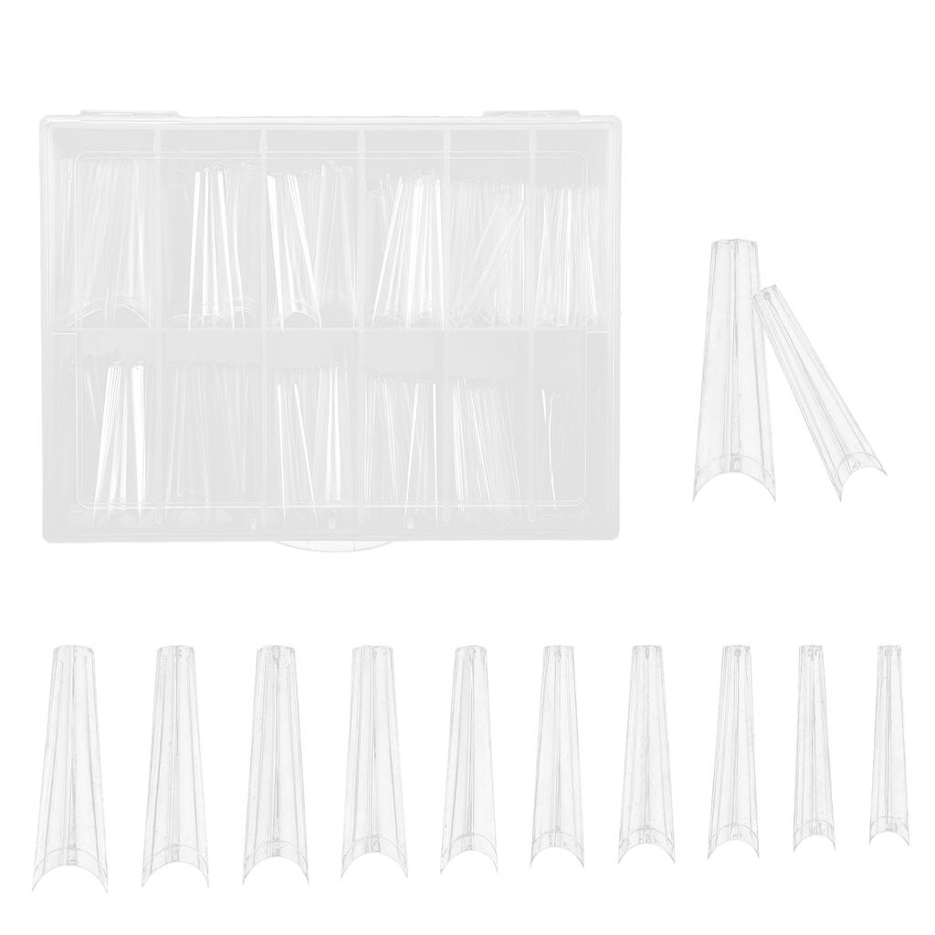 240pcs Half Cover False Nail Tip Extra Long Clear Fake Artificial Nail Tips for Home DIY Salon