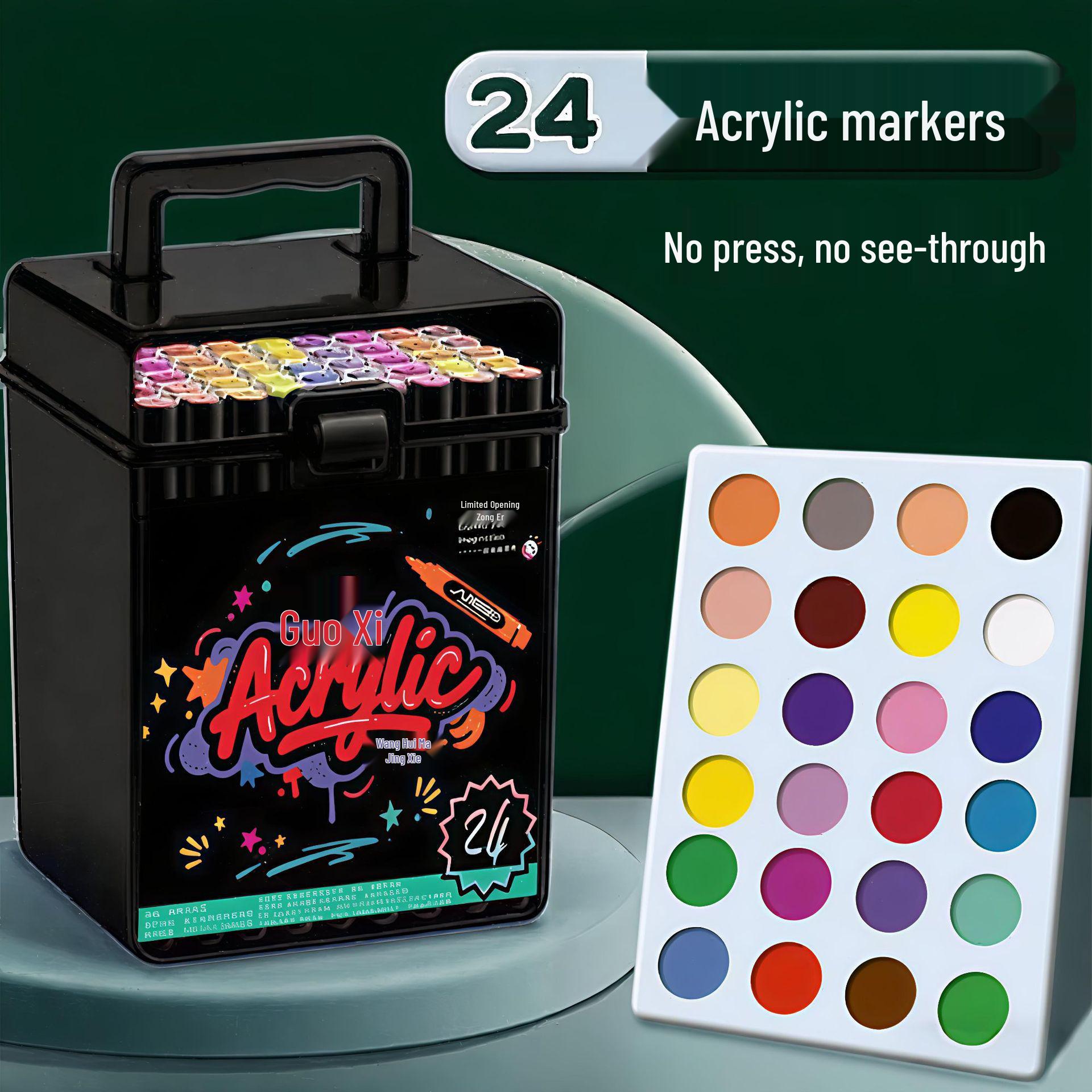 

Washable Non-Bleeding Soft Tip Acrylic Markers - 36 Pack for Primary School Art & Graffiti