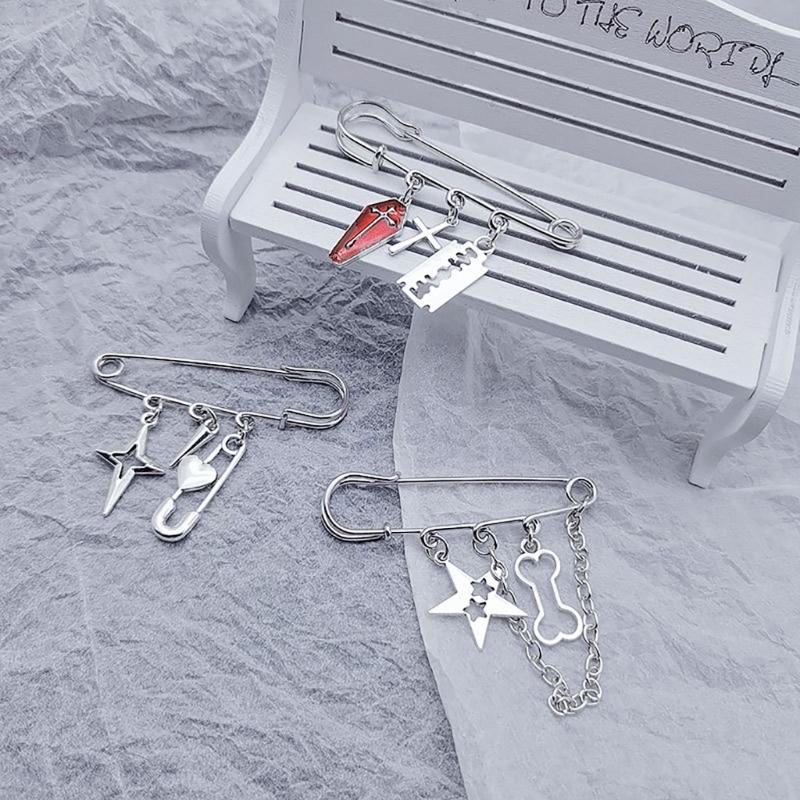 Harajuku Fünfzackiger Stern Serie Brosche Street Fashion Anstecknadel Anzug Accessoires Einfache Schuhschnalle Ketten Anstecknadel