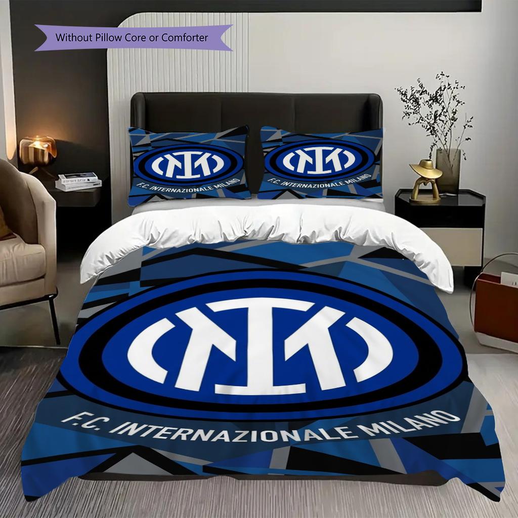 Biancheria da letto con design dello stemma dell'Inter (1 * copripiumino + 2 * federa, senza nucleo) Regalo di compleanno di Natale Set biancheria da letto Morbido e confortevole