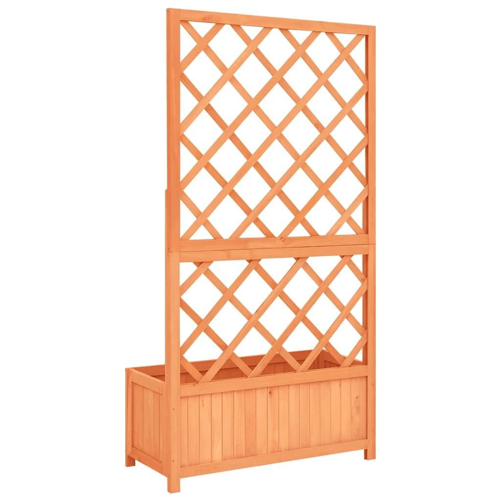 Garden Trellis with Flower Box Brown 70 X 30 X 135 Cm Spruce Wood
