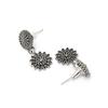 Trendy Oxidised Silver Plated Floral Shaped Choker Necklace Set For Women