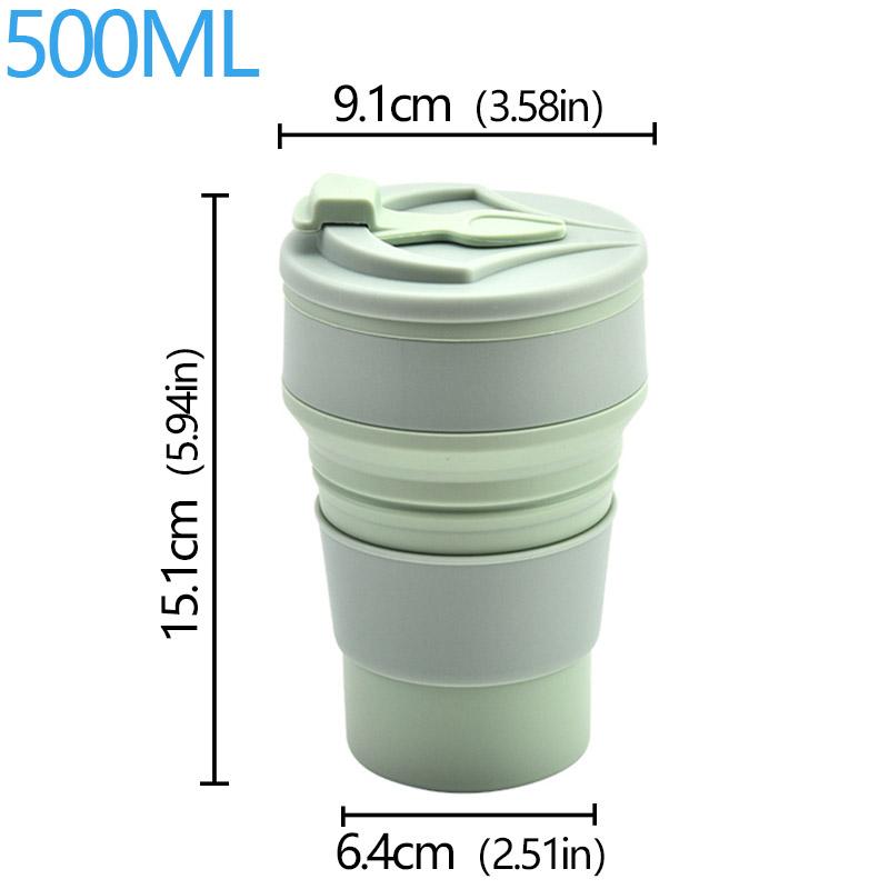 350ML/500ML Food-Grade Silicone Folding Cup Collapsible Mug With Cover Hot Drink Cup For Camping Travel Outdoors Portable