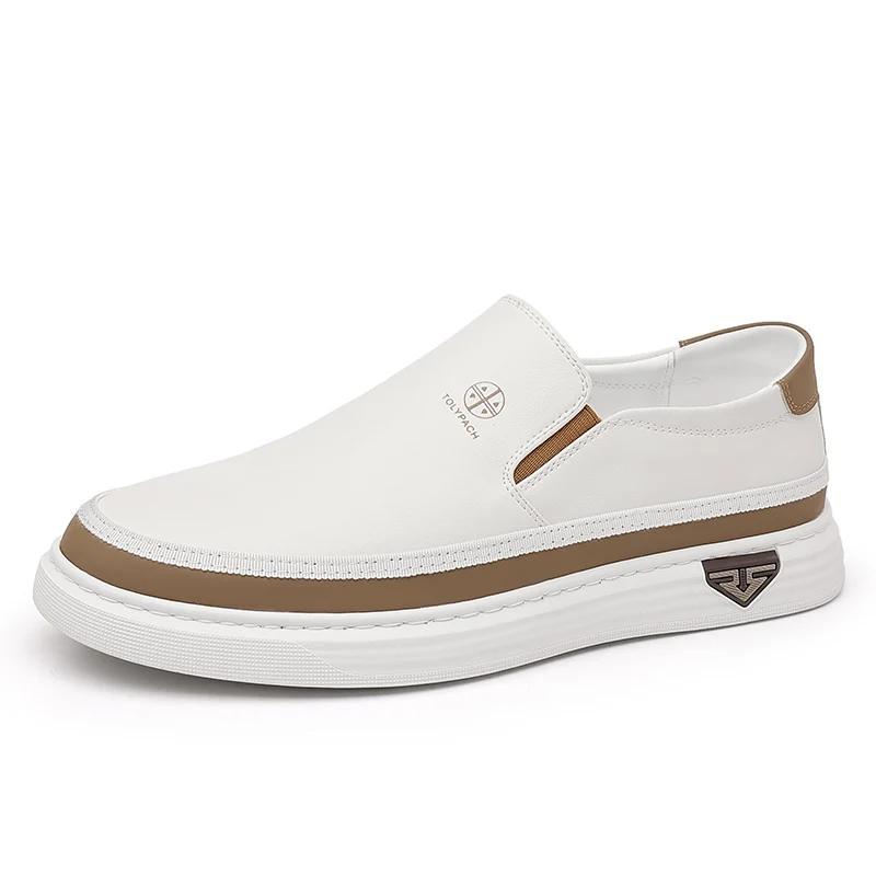 

Повседневная кожаная обувь для мужчин, офисные туфли без застежек, формальные туфли на плоской подошве, для отдыха, прогулок, мужская обувь для вождения, мужская обувь для прогулок на открытом воздухе, мокасины 44 белый