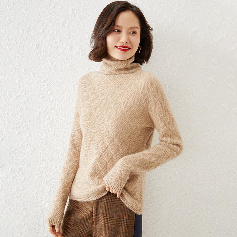 

Autumn and winter new stacked neck sweater women s long sleeves loose and thin high neck alan top large size pullover knitted sweater S