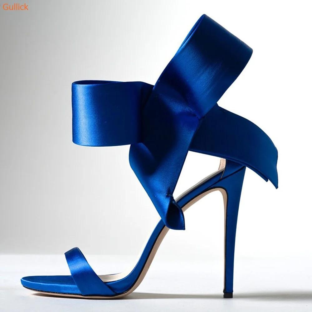 Large Butterfly Knot Stiletto Heel Sandals One Word Belt Open Toe Women Stage Shoes Ankle Strap Summer Wedding Heels Sandals