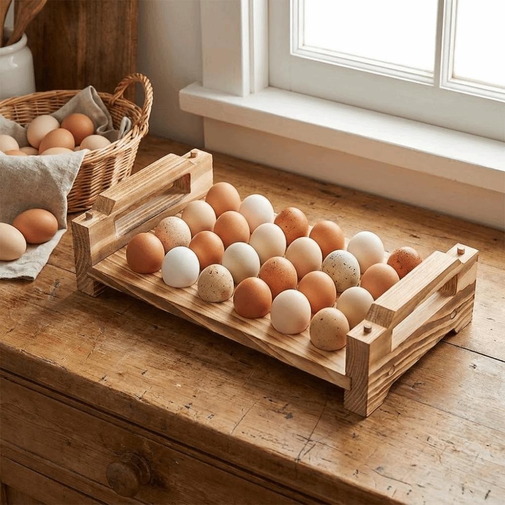 Stackable Wood Egg Holder Space Saving Egg Display Crates Egg Storage Rack  Kitchen Countertop