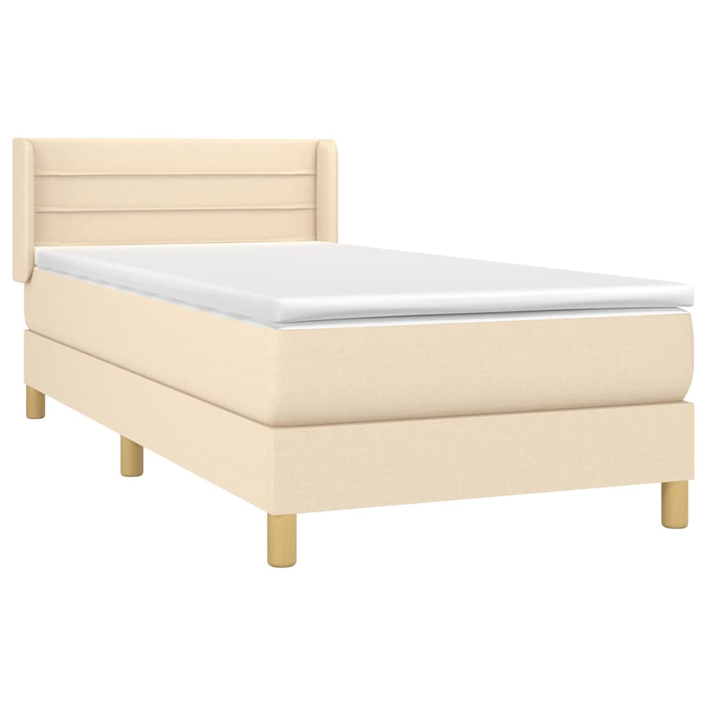 Box Spring Bed with Mattress Cream 100x200 cm Fabric