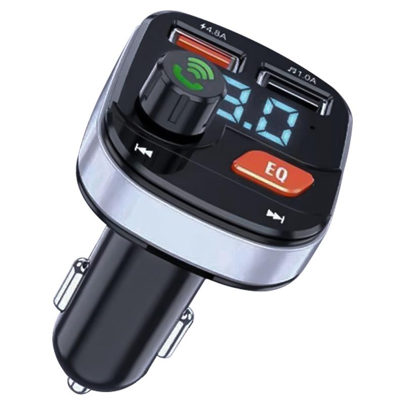F07 Car Charger with Bluetooth MP3 Player, Digital Display, FM Transmitter, and Dual USB Ports