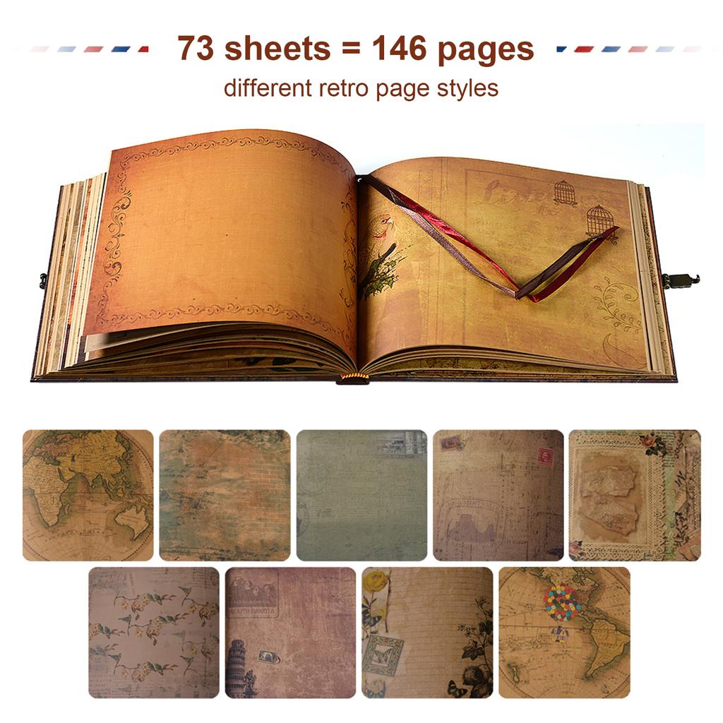 Adventure Book Travel Diary Album Scrapbook Retro Style Travel Memorabilia Guestbook DIY Anniversary Wedding Friend Gift Lady