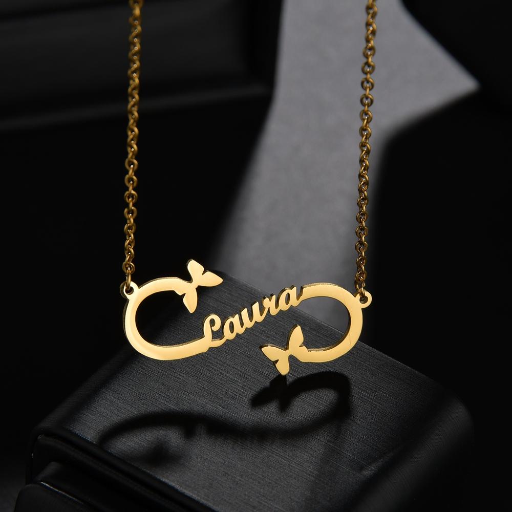 Atoztide Personalized Custom Infinity Name Necklace for Women Stainless Steel Clavicle Pendant Link Chain Birthday Jewelry Gift