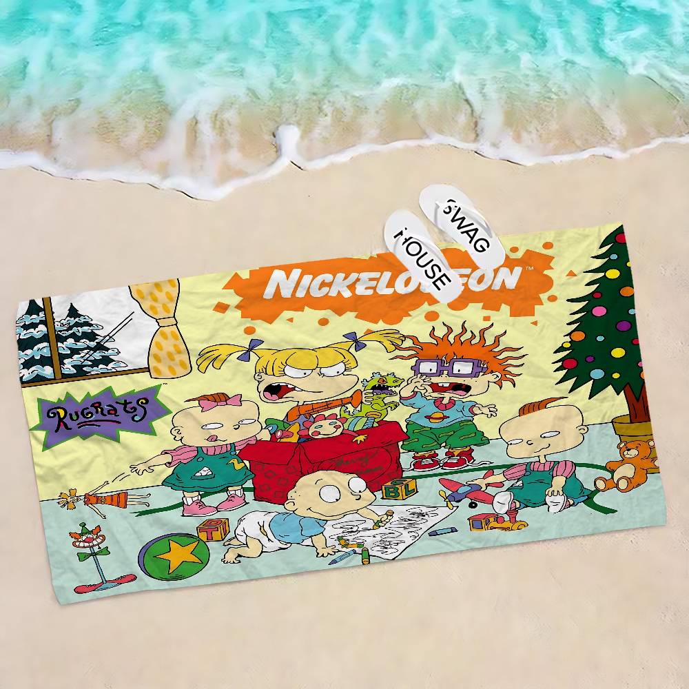 Funny Cute R-Rugrats Beach Towel Colorful Bath Towels for Girl Microfiber Quick Dry Sand Free Beach Yoga Spa Gym Pool