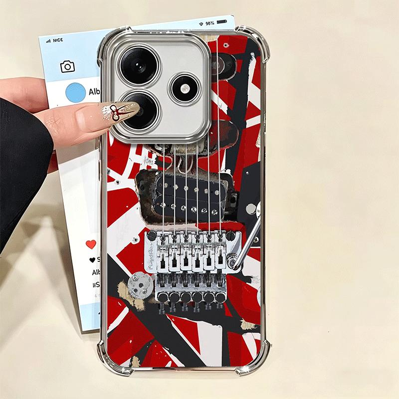 Eddie Van Halen Graphic Guitar Plating Phone Case For Xiaomi Redmi Note 14 15 Pro Plus 13 12 11 11S 11T 10 9S 9 5G Anti-Fall Air