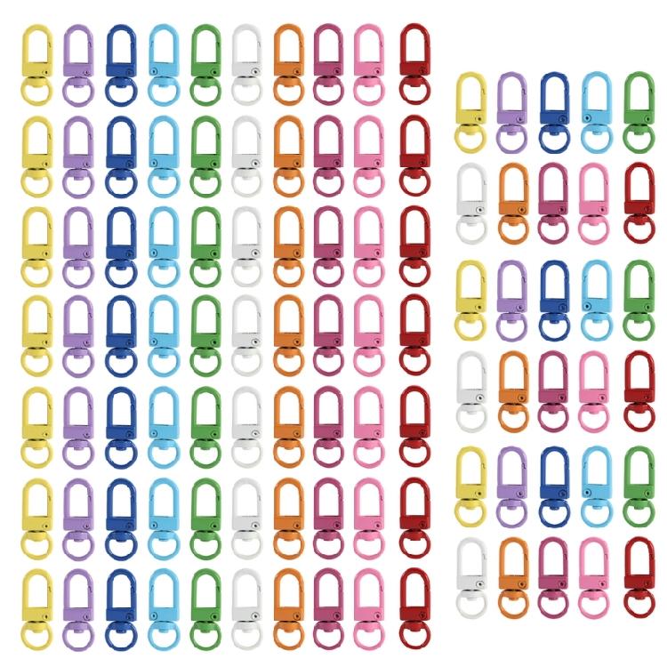 100pcs Colorful Carabiner Clasp Key Chain Lobster Clasps Rotating Keychain Hooks