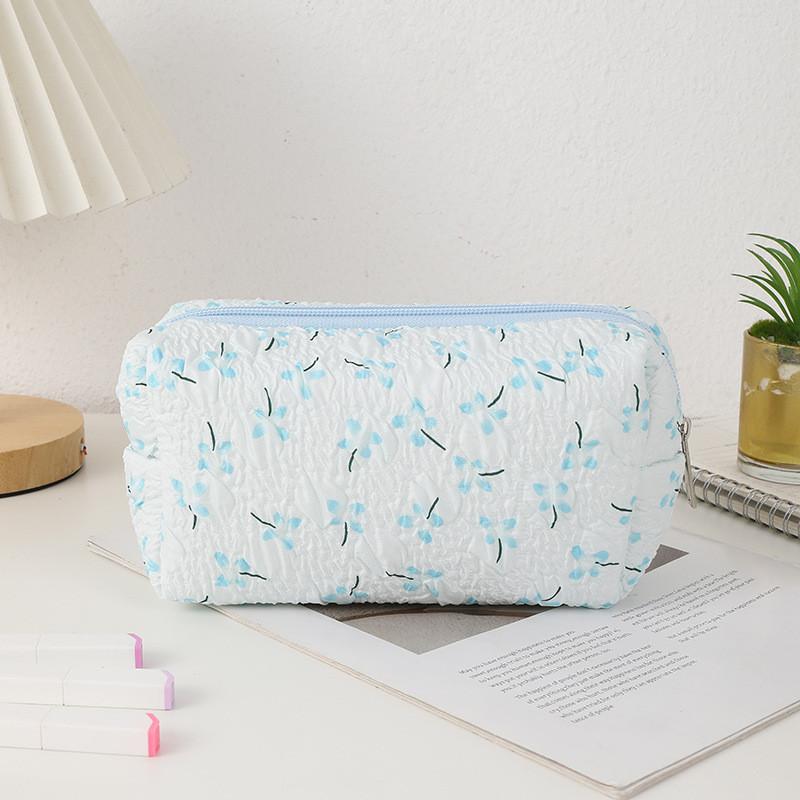 Fabric Pencil Case With Floral Pattern Large Capacity For Stationery Storage