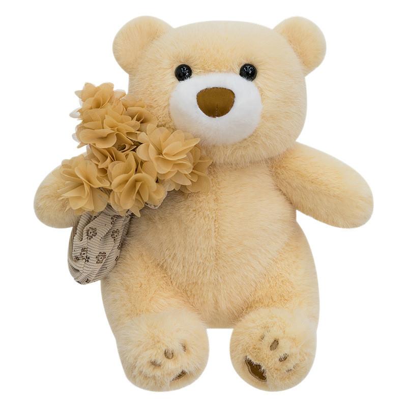 Teddy Bear Plush With Rose Decor Handmade Gift For Valentines And Friends
