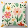 1pc, Hand-Painted Floral Pattern, Square Colored Decorative Pillow Cover, Suitable for Bedroom And Living Room, Zipper Closure, for Living Room, Bedro