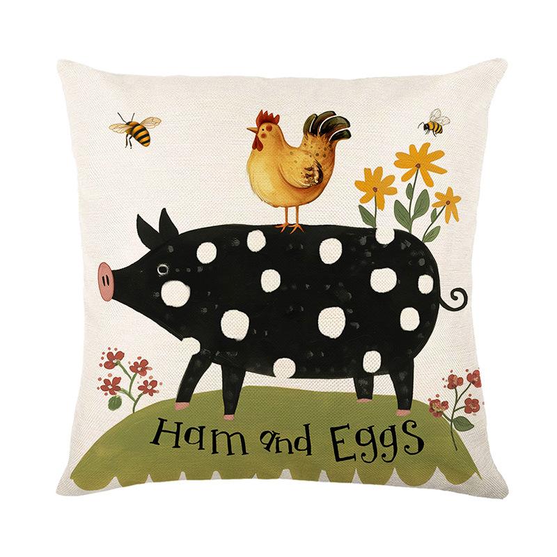

New Cushion Cover Cute Animal Print Home Decor Cushion Cover Retro Flower Bedroom Cushion 45 * 45Cm (without pillow core)