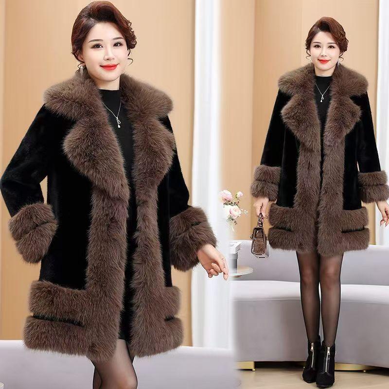 

Autumn and winter fashion atmosphere, thin temperament, high-end fur coat, women s fur coat, mother outfit XL recommends 45kg-57.5kg