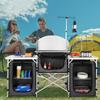 Camping Kitchen Table, Folding Outdoor Cooking Table with Storage Carrying Bag, Aluminum Cook Station 3 Cupboard & Detachable Windscreen, Quick Set-up