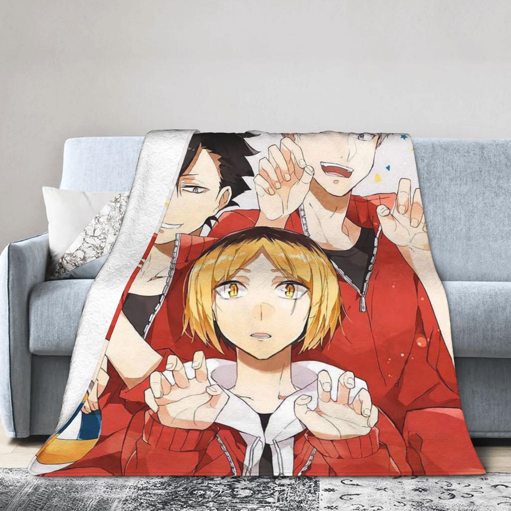 Aoba Johsai Volleyball Flannel Blankets Japanese Anime Funny Throw Blankets for Home Hotel Sofa 150*125cm Bedspreads