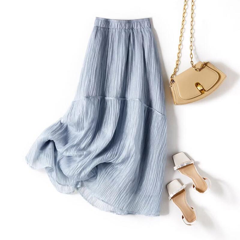 IHIMI Women s Elegant High-Waisted A-Line Midi Skirt 2XL