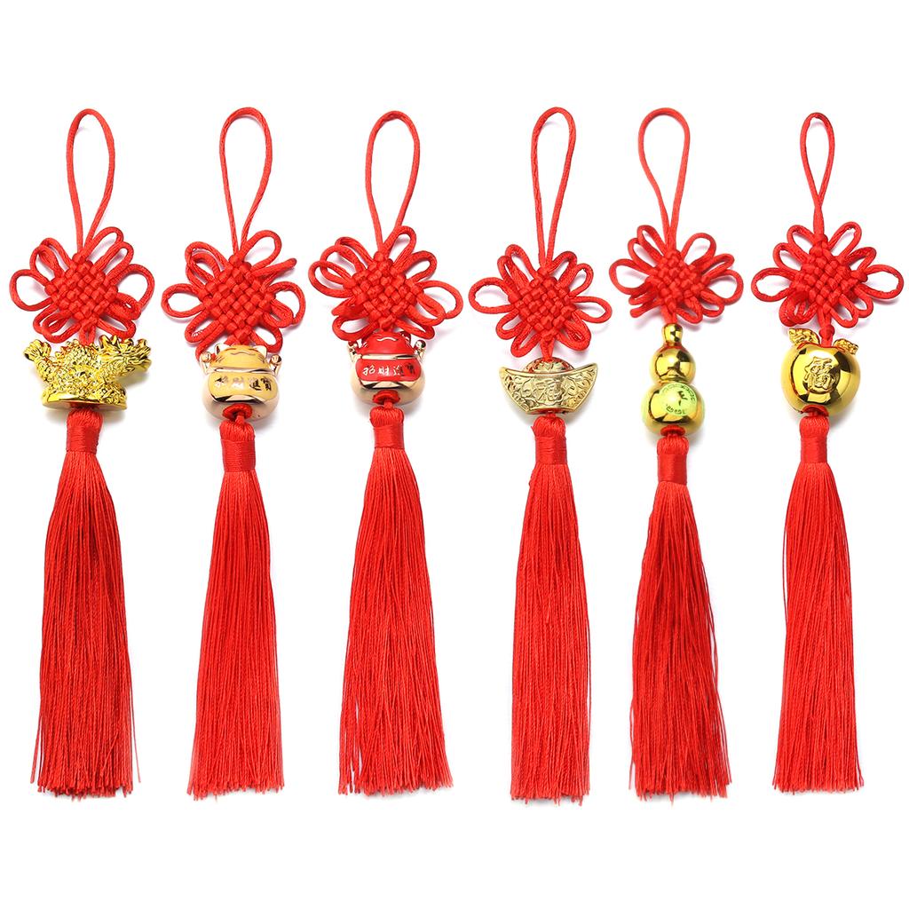 2pcs Chinese Knot Tassel Pendant Hanging Fortune Red Tassels Pendants For DIY Spring Festival New Year Gifts Home Decoration