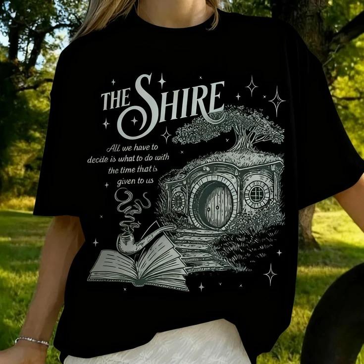2026 The Shire LOTR Shirt Fantasy Book Lover Tee Funny Second Breakfast T-Shirt Hobbit Fan Gift Fashion Tops Clothing