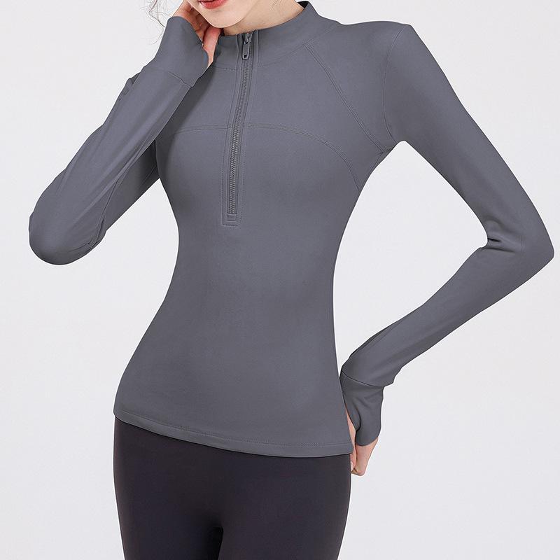 Women's 2024 Autumn/Winter Windproof Cycling Suit - Stand-up Collar, Long Sleeve Top for Yoga, Running, and Fitness.
