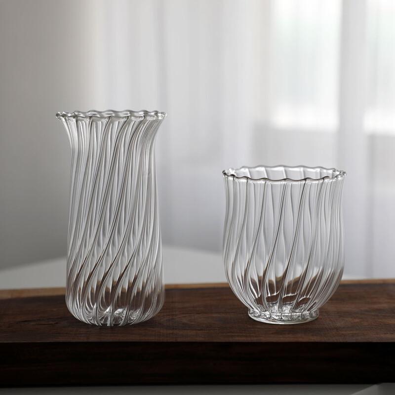 OLOEY Striped High Borosilicate Glass Small Tea Cups