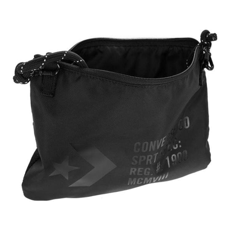 Converse Musette Zip Closure Polyester Crossbody Bag, Fanny Pack Regular Unisex Black 10017708001