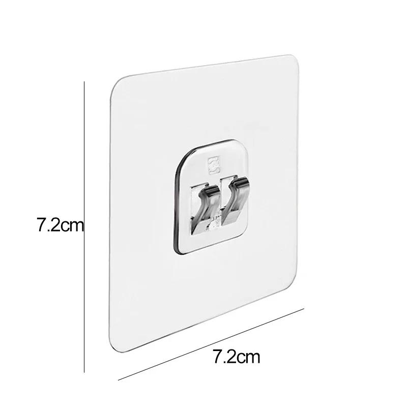 

30/1PCS Self Adhesive Wall Hooks No Trace Transparent Single Double Shelf Hook for Kitchen Bathroom Storage Hanging Holders Tool 1PC