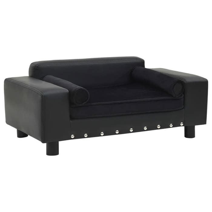 VidaXL Canapé pour Chien Noir 81x43x31 cm Peluche et Similicuir Sofa pour Chat 170954